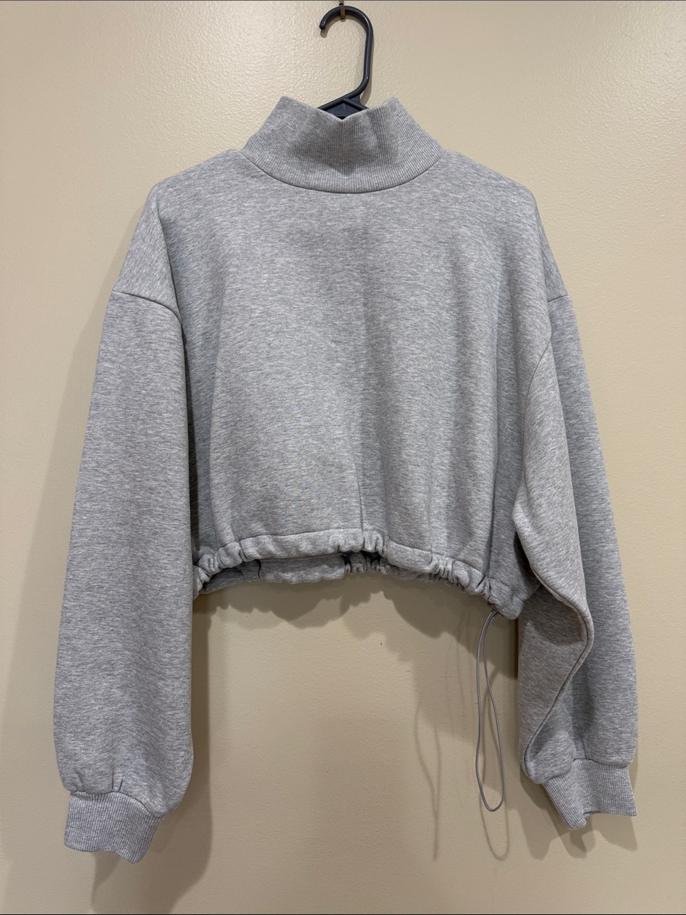OAK & FORT Cropped Gray Mock Neck Sweatshirt XL